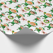 Green Elf Candy Cane Christmas Watercolor Geschenkpapier (Ecke)