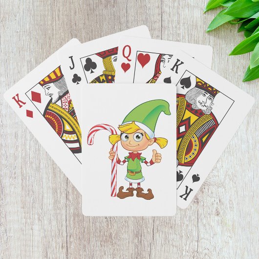 Green Elf Girl mit Candy Cane Cards Spielkarten