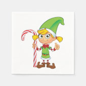 Green Elf Girl mit Candy Cane Paper Napkins Serviette (Vorderseite)