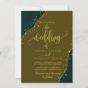 Green Emerald All in One Wedding Einladung