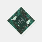 Green Emerald Black Glitzer Wedding Serviette (Ecke)