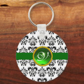 GREEN EMERALD DAMASK MONOGRAM, SCHLÜSSELANHÄNGER (Vorderseite)