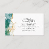 Green Emerald Gold Border Beruflich Feminine Visitenkarte (Rückseite)