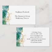 Green Emerald Gold Border Beruflich Feminine Visitenkarte (Vorne/Hinten)