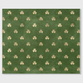Green Emerald Gold Metallic Kleeblatt Leaf Clover Geschenkpapier (Flach)