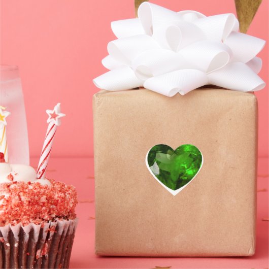 Green Emerald Heart Sticker (Party)