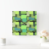 Green Emerald Limon Jade Modern Abstrakt Quadratische Wanduhr (Zuhause)