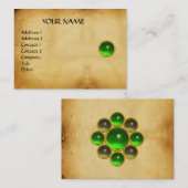 GREEN EMERALD MON,GRAUER AGATA Perchment,Gold Visitenkarte (Vorne/Hinten)