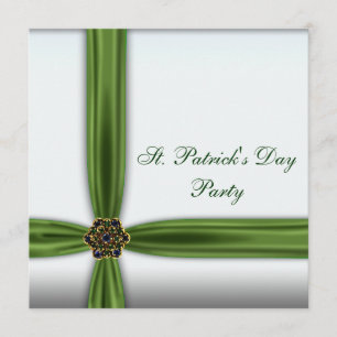 Green Emerald Ribbon St. Patricks Day Party Einladung