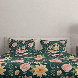 Green Emerald Vintag Wildblume Rose Muster Kissenbezug
