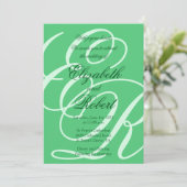 Green Emerald Wedding Einladung (Stehend Vorderseite)