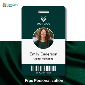 Green Employee Name Business Logo Staff Tag Ausweis
