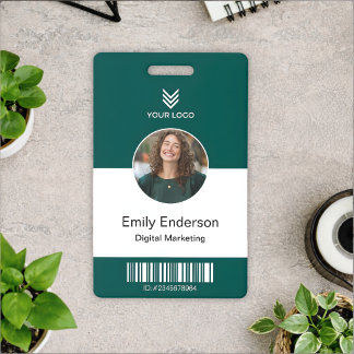Green Employee Name Business Logo Staff Tag Badge Ausweis