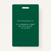 Green Employee Name Logo Photo Corporate Work Ausweis (Rückseite)