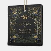 Green Enchanted Gothic Raven Floral Wedding Keramikornament (Links)