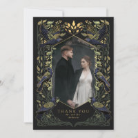 Green Enchanted Raven Wedding Danke Card