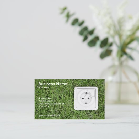 Green Energy Business Card Visitenkarte (Stehend Vorderseite)