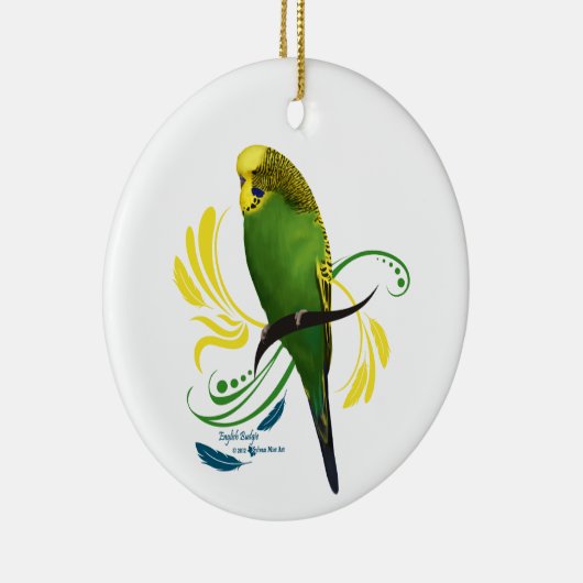 Green English Budgie Keramik Ornament (Rechts)