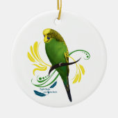 Green English Budgie Keramik Ornament (Vorne)