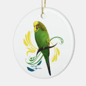 Green English Budgie Keramik Ornament (Links)