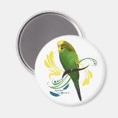 Green English Budgie Magnet (Vorderseite/Rückseite)