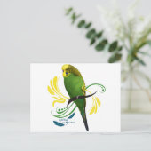 Green English Budgie Postkarte (Stehend Vorderseite)