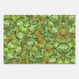 Green English Ivy Nature Watercolor Muster Geschenkpapier Set