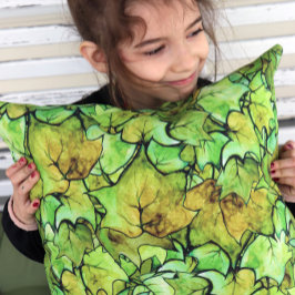 Green English Ivy Nature Watercolor Muster Kissen