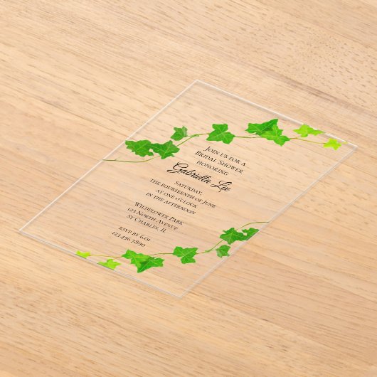 Green English Ivy Vine Brautparty Acryleinladungen (Ablage )