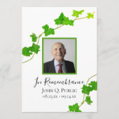 Green English Ivy Vine Foliage Beerdigung Service Programm (Vorderseite)