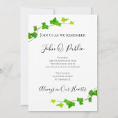 Green English Ivy Vine Foliage Celebration of Life Einladung (Rückseite)