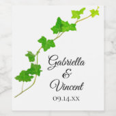 Green English Ivy Vine Foliage Wedding Weinetikett (Einzelnes Label)