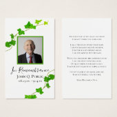 Green English Ivy Vine Funeral Memorial Gebet (Vorne & Hinten)
