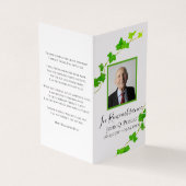 Green English Ivy Vine Funeral Memorial Gebet Visitenkarten (Vorderseite)