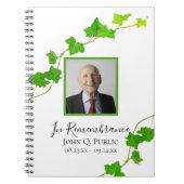 Green English Ivy Vine Funerary Memorial Guest Boo Notizblock (Vorderseite)