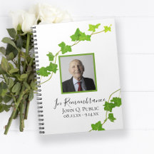 Green English Ivy Vine Funerary Memorial Guest Boo