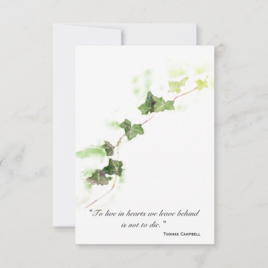 Green English Ivy Vine Vielen Dank für Ihr Beileid Dankeskarte (Vorderseite)