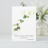 Green English Ivy Vine Vielen Dank für Ihr Beileid Dankeskarte (Stehend Vorderseite)