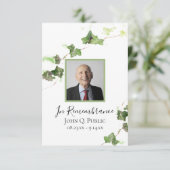 Green English Ivy Vine Watercolor Beerdigung Beile Dankeskarte (Stehend Vorderseite)