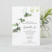 Green English Ivy Vine Watercolor Kinderdusche Einladung (Stehend Vorderseite)