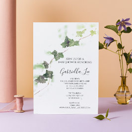 Green English Ivy Vine Watercolor Kinderdusche Einladung