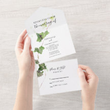 Green English Ivy Vine Watercolor Wedding