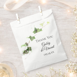 Green English Ivy Vine Watercolor Wedding Geschenktütchen