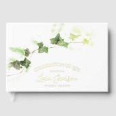 Green English Ivy Watercolor Celebration of Life Gästebuch (Vorderseite)