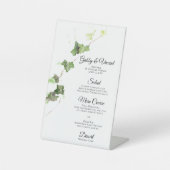Green English Ivy Watercolor Wedding Menu Sockelschild (Vorderseite)