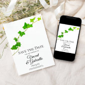 Green English Ivy Wedding Save the Date