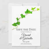 Green English Ivy Wedding Save the Date (Vorderseite)