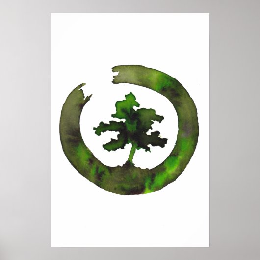 Green Enso Bonsai Circle Poster (Vorne)
