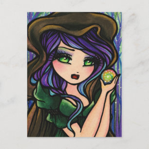 Green Envy Magic Forest Fantasy Art Girl Postkarte