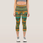 Green Ethnic Aztec Capri Leggings (Vorderseite)